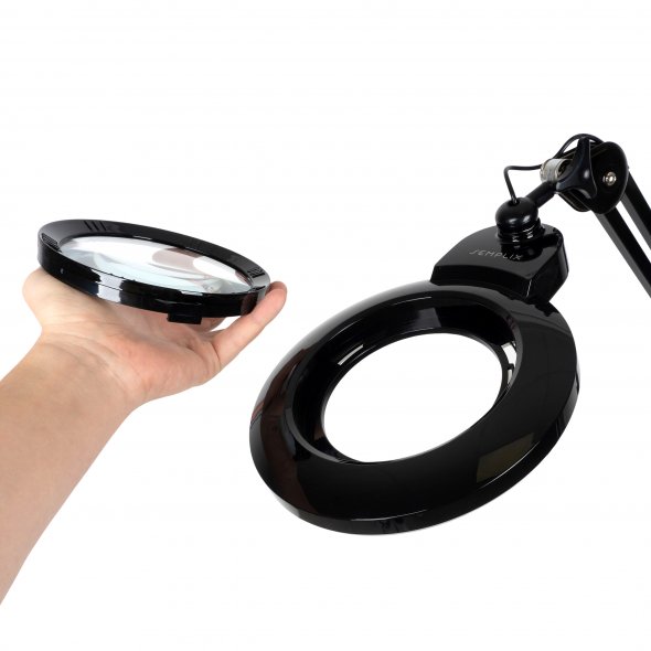 Semplix Echtglas Linse für Lupenlampe #10027037 schwarz (127 mm/ 5 Dioptrin)