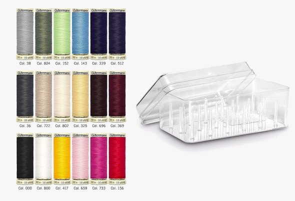 Gütermann Allesnäher Nähfaden-Acrylbox (18 Farben/ 100 m)