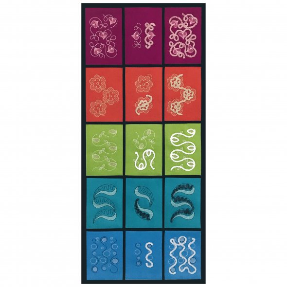 Nähwelt Flach Stickmuster USB "Aufgekordelt" (5 Ansatz + 5 Einzel-Stickmuster)