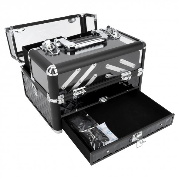 Multi-Box/ Nähkoffer/ Schmuckkasten/ Schminkkoffer (schwarz/ silber)