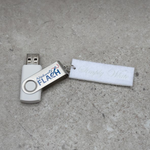 Nähwelt Flach USB SimplyWhite (18 Motive und Quilt-Alphabet A-Z + Anleitung)