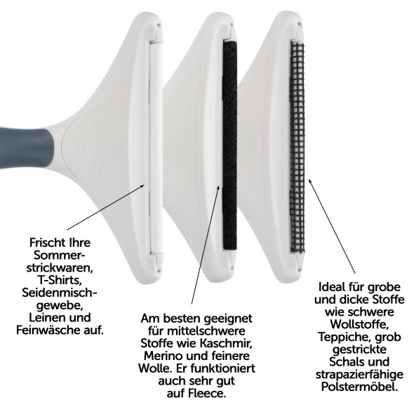 Gleener Fusselentferner mit Flusenbürste (3 verschied. Aufsätze)