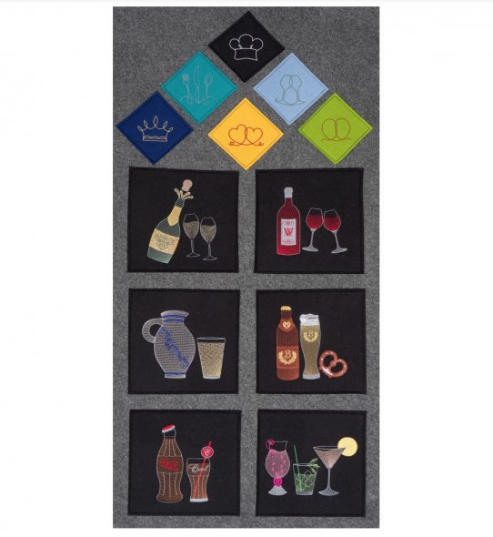 Nähwelt Flach Stickmuster USB "Party Drinks" (12 Stickmuster)