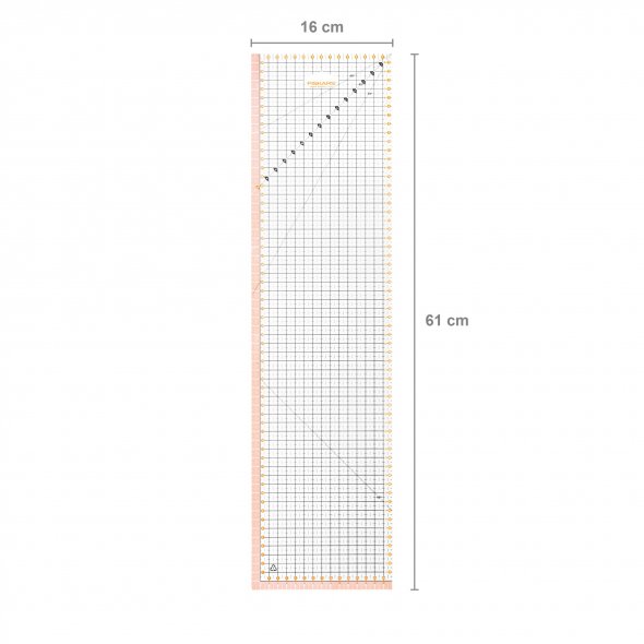 Fiskars Patchwork Lineal (15 x 60 cm/ Skalierung Zentimeter)