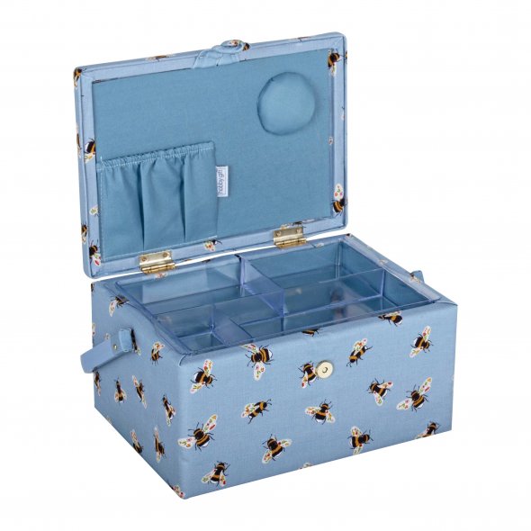 Nähkorb "Bienenschwarm" (blau/ 26 x 19 x 14,5 cm)