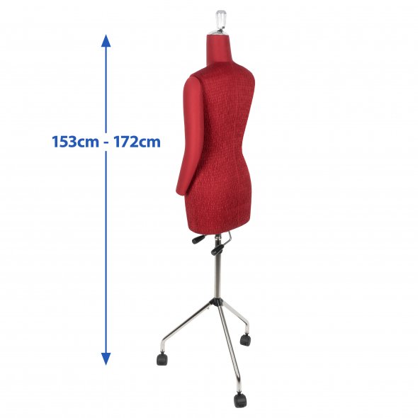 Fabma Schneiderpuppe/Schneiderbüste / Arm links / mit Rollen (weiblich / Größe 36 - 48 / rot / verstellbar)