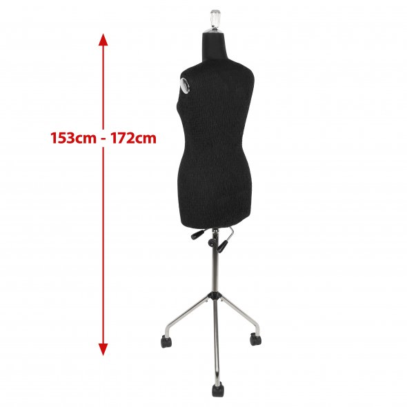 Fabma Schneiderpuppe/Schneiderbüste / mit Rollen (weiblich / Plus-Size-Größe 42 - 54 / schwarz / verstellbar)