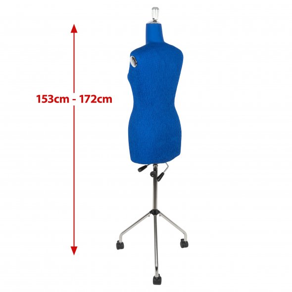 Fabma Schneiderpuppe/Schneiderbüste / mit Rollen (weiblich / Plus-Size-Größe 42 - 54 / blau / verstellbar)