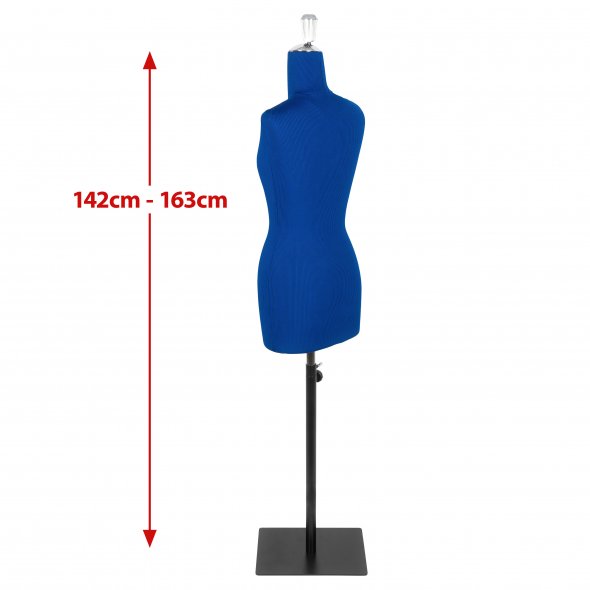 Fabma Schneiderpuppe/Schneiderbüste SMART / mit Sockel (weiblich / Größe 36 - 48 / blau / verstellbar)
