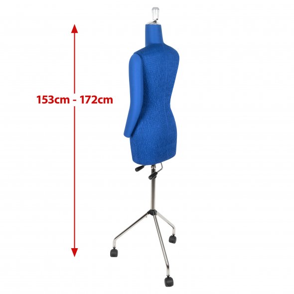 Fabma Schneiderpuppe/Schneiderbüste / Arm links / mit Rollen (weiblich / Größe 36 - 48 / blau / verstellbar)