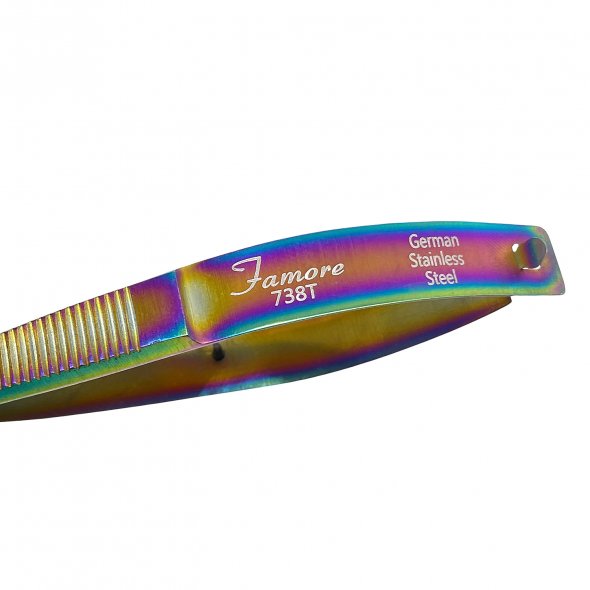 Famore Pinzettenschere (regenbogenfarben / Titan-Beschichtung)