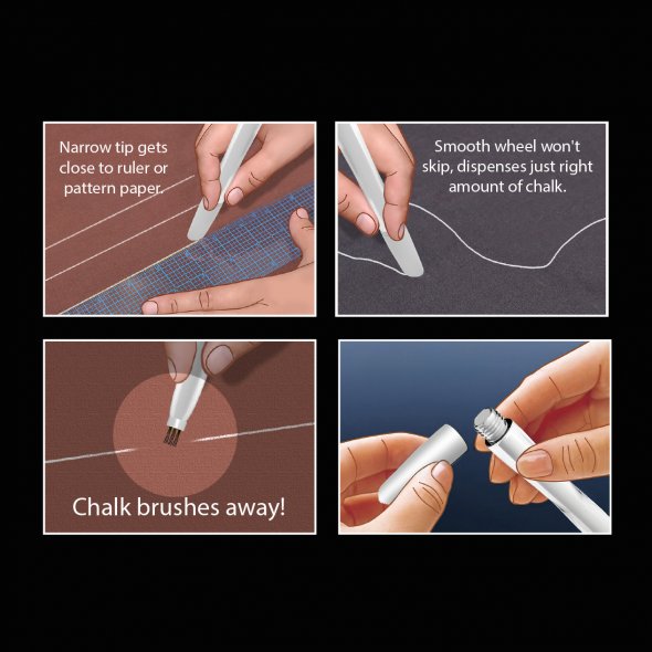 Taylor Seville Magic Chalk Liner - Kreidezeichner mit Radierer (weiß)