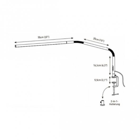 Daylight Slimline 4 Tischlampe/Tischleuchte (Eisgrau)