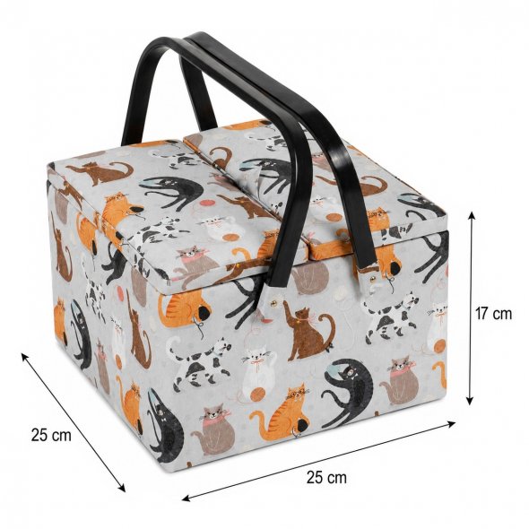 Nähkorb von Hobby Gift Cats (Doppeldeckel / L / L 25 x T 25 x H 17 cm)