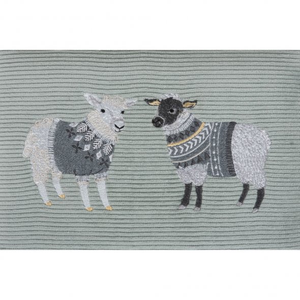 Nähkorb/Nähkästchen "Schafe mit Pulli" (bestickt / Größe M / L 25,5 x T 18,5 x H 14,5 cm)