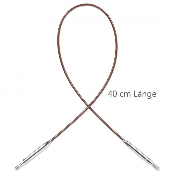 Prym Natural Kunststoffseil 40 cm (360° drehbare Endstücke / austauschbare Nadelspitzen)