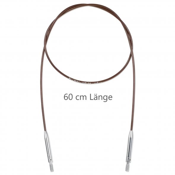Prym Natural Kunststoffseil 60 cm (360° drehbare Endstücke / austauschbare Nadelspitzen)