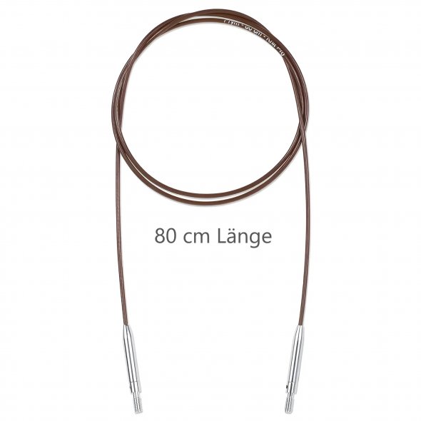 Prym Natural Kunststoffseil 80 cm (360° drehbare Endstücke / austauschbare Nadelspitzen)