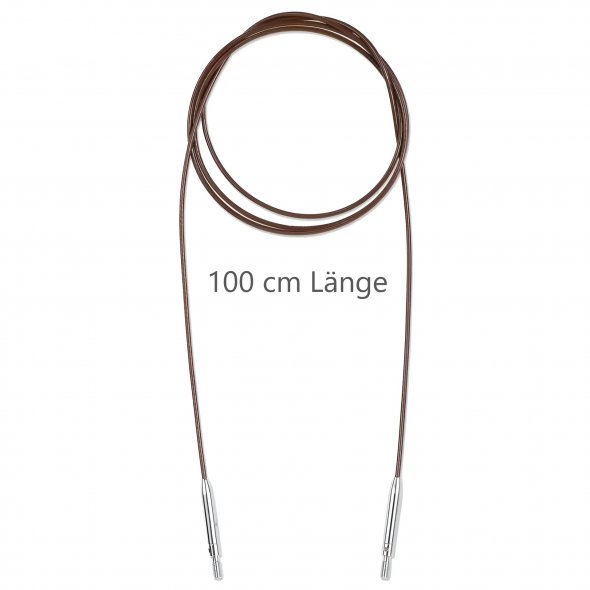 Prym Natural Kunststoffseil 100 cm (360° drehbare Endstücke / austauschbare Nadelspitzen)
