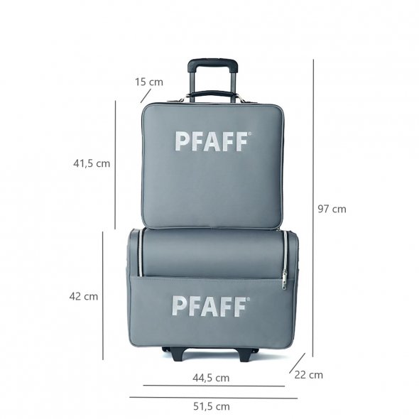 Pfaff Maschinen- & Stickmodul-Koffer/Trolley Set (grau)