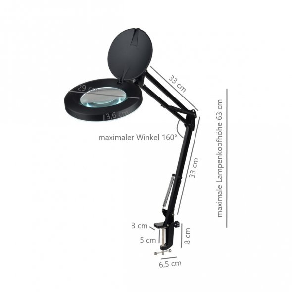 Semplix Lupen-LED-Tischleuchte (schwarz)