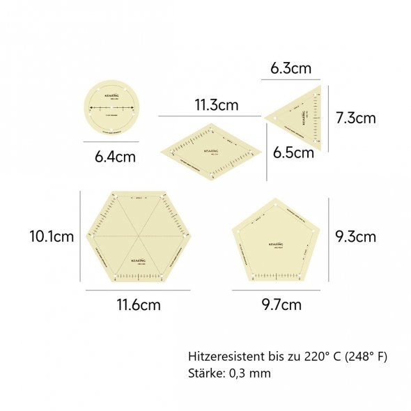 Kearing Bügel-Quilting Schablonen-Set (klein / 2 Inch)
