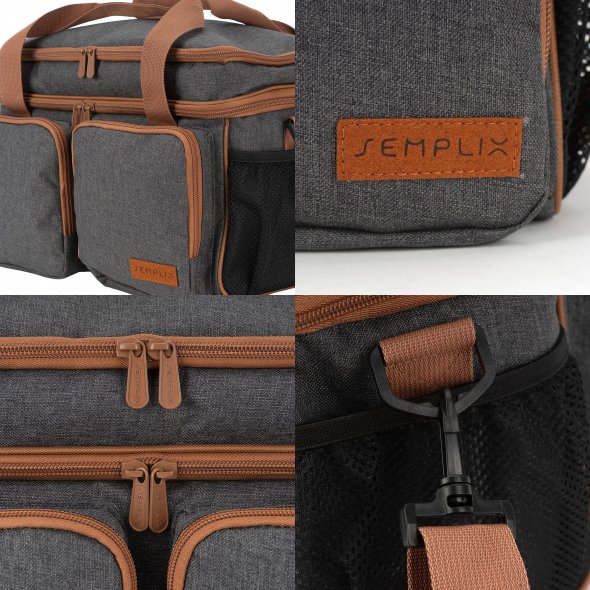 Semplix Multifunktionstasche anthrazit/braun (38 x 18 x 19 cm)