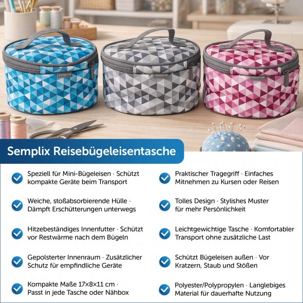 Semplix Mini-Bügeleisen Set + Unterlage Diamond petrol/türkis