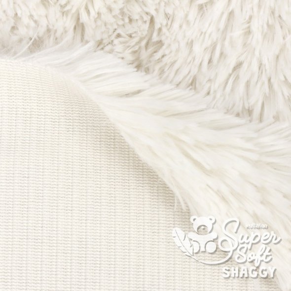 Kullaloo Zottelplüsch SHAGGY (Meterware / 20 mm Florlänge / SuperSoft / Stoff) 62387 - wollweiß: 1,0m