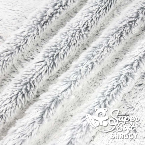 Kullaloo Zottelplüsch SHAGGY Dip Dye (Meterware / 15 mm Florlänge / SuperSoft / Stoff) 62373 - grau/silver grey: 1,0m