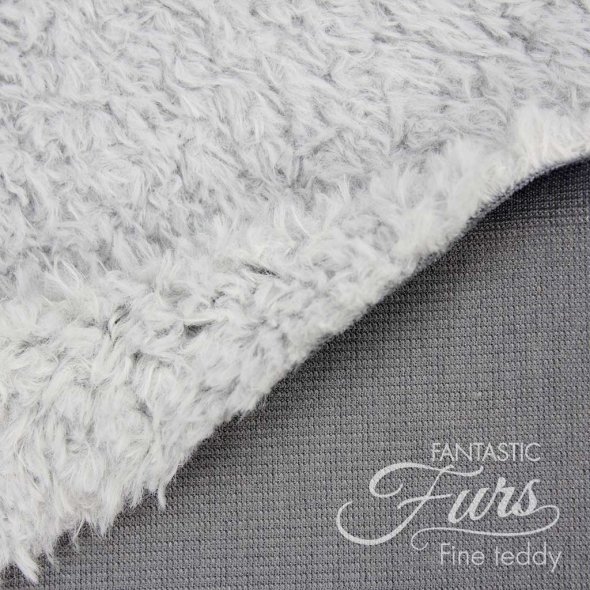 Kullaloo Teddyplüsch Stoff (Meterware / 10 mm Florlänge / Fantastic Furs / Fine Teddy) 62403 - hellgrau/silver grey: 1,0m