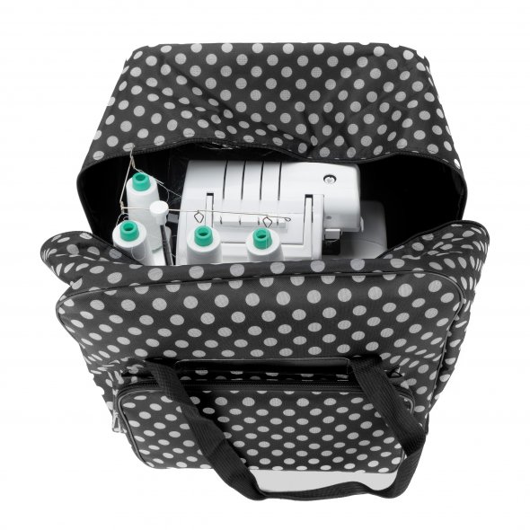 Over-Coverlocktasche XL (schwarz/weiß gepunktet)