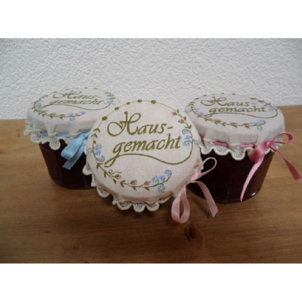 Windesign Stickmuster USB "Häubchen für`s Marmeladenglas" Lacetechnik (12 Designs)