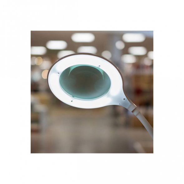 Semplix LED Lupen-Tischlampe weiß (Linse 127 mm/ dimmbar/ Tischstandfuß)