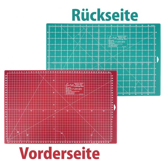 Sew Easy Schneidematte A3 grün-dunkelrot (47 x 30,4 cm/Skalierung cm und inch)