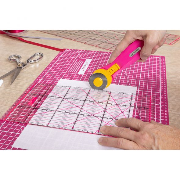 Semplix Patchwork-Quiltlineal (45 x 10 cm/ 2,5 mm dick/ pink)