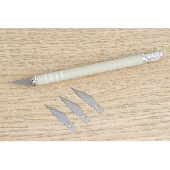 Semplix Grafikmesser mit 3 Ersatzklingen (creme-weiß/ 14,5 cm)