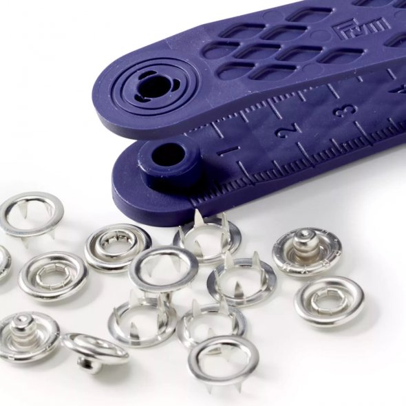 Prym Jersey Ring-Druckknöpfe (10 mm/ silberfarbig/ 10 St./ inkl. Werkzeug)