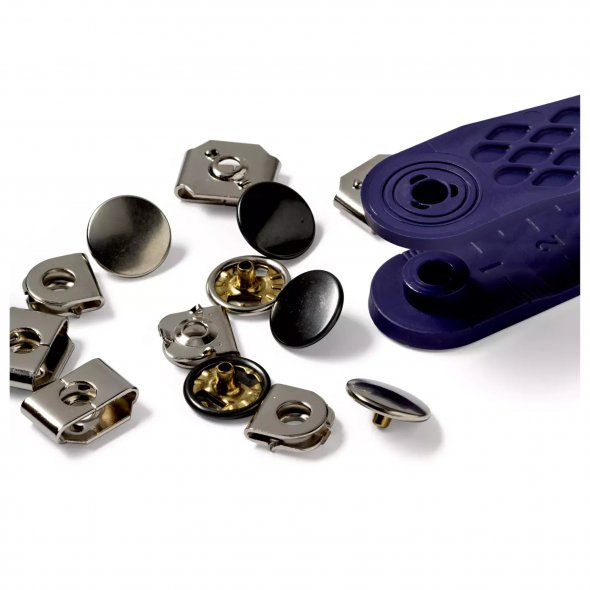 Prym Hosenhaken und -Stege (13 mm/ silberfarbig/ 4 St./ inkl. Werkzeug)