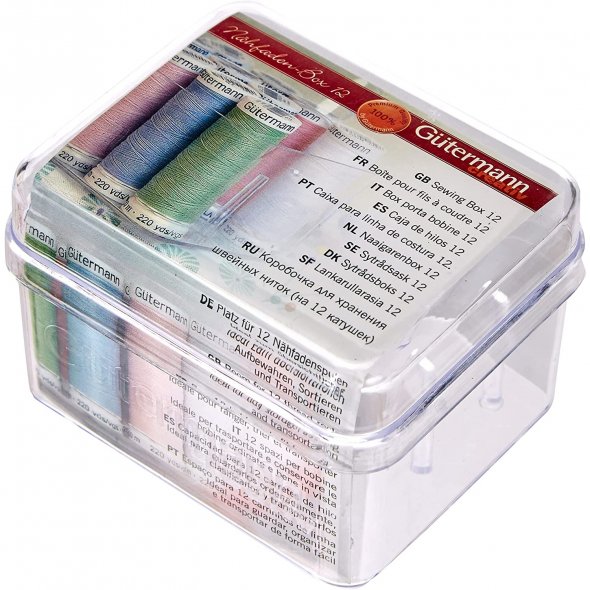 Gütermann Nähgarn-Box Acryl ungefüllt (für 12 Spulen/ 200 m/ 9,4 x 6,2 x 6,8 cm)
