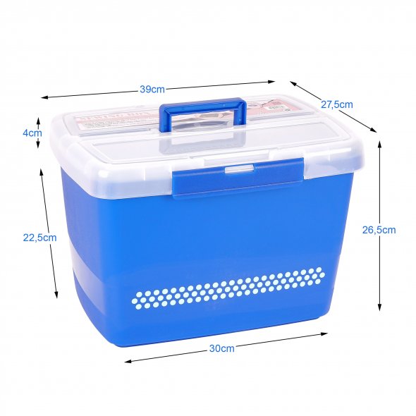 Große stabile Nähbox - Nähkoffer - Kunststoffbox (blau)