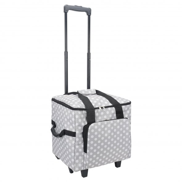 Overlock- Coverlock-Koffer/Trolley (grau/weiß gepunktet)
