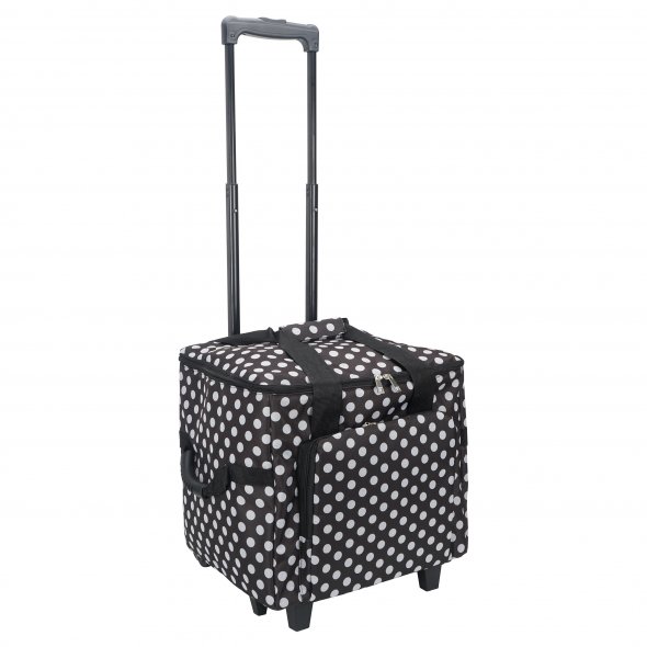 Overlock- Coverlock-Koffer/Trolley (schwarz/weiß gepunktet)
