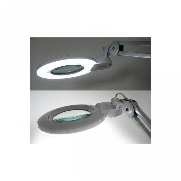Semplix LED Lupen-Tischlampe weiß (60 PCS LED/ 3D Linse/ dimmbar/ Tischklemme)