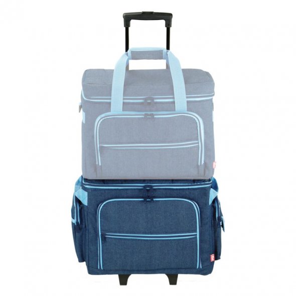 Prym Nähmaschinen-Trolley (44 x 22 x 36 cm/ Jeans/ türkis)