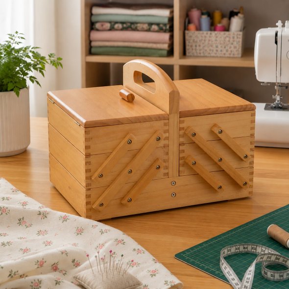 Nähkasten von Hobby Gift (Holz / aufklappbar / 31 x 23 x 18 cm)