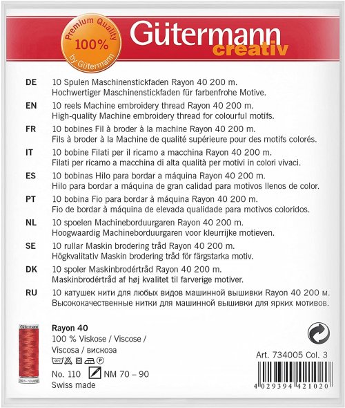 Gütermann Rayon 40 Stickfaden-Set-3 (10 x 200 m/ grün/ blau)