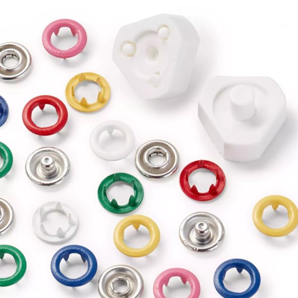 Prym Love Jersey Ring Druckknöpfe in Blumenbox (8 mm/ 6 Farben/ 6 x 10 St.)