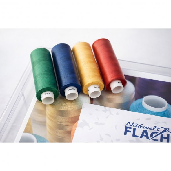 Acryl-Garnbox gefüllt mit 40 Farben Gütermann Toldi (500 m) Näh- und Stickgarn