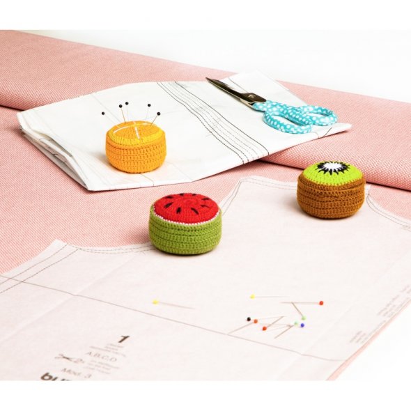 Prym Love Nadelkissen Fixiergewicht Design Kiwi (Ø 6 cm/ gehäkelt)